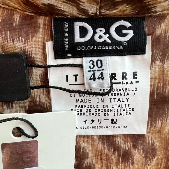 NWT Dolce and Gabbana D&G 100% silk leopard 44/30 - Picture 9 of 14
